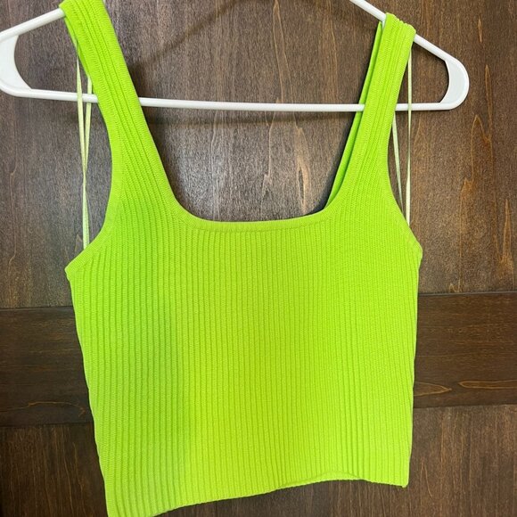 VICI - Daniella Ribbed Crop Tank - Lime Green - Picture 1 of 5